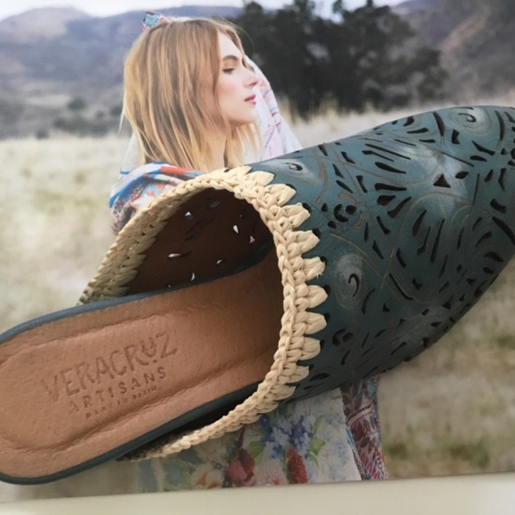 $159!! Veracruz Ombre Teal "Olivetta Mules": New w Box! Size 9 (Runs SMALL!) - Picture 3 of 12